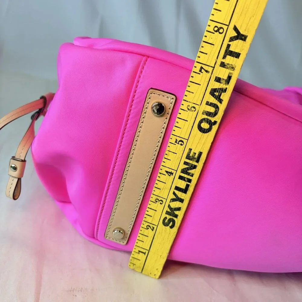 Kate Spade NY Classic Nylon Stevie Pink Beige Logo Diaper Bag Tote Travel EUC